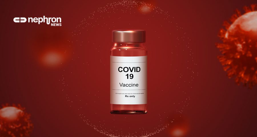 εμβόλιο covid σε κοκκινο φόντο